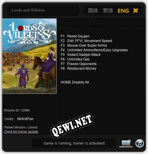 Трейнер для Lords and Villeins [v1.0.6]