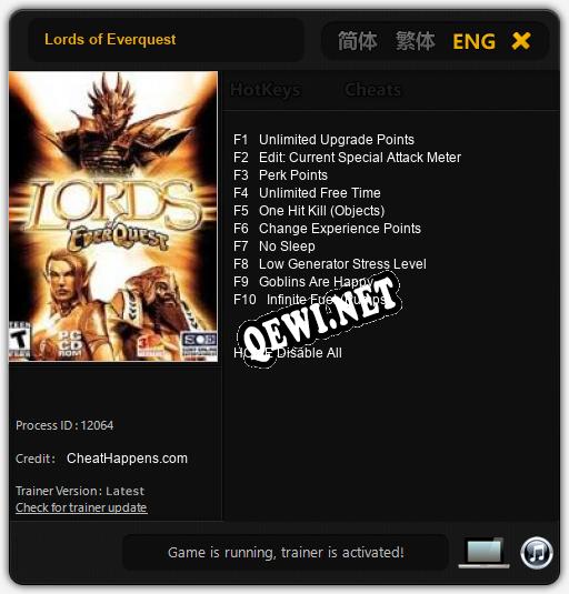 Трейнер для Lords of Everquest [v1.0.7]