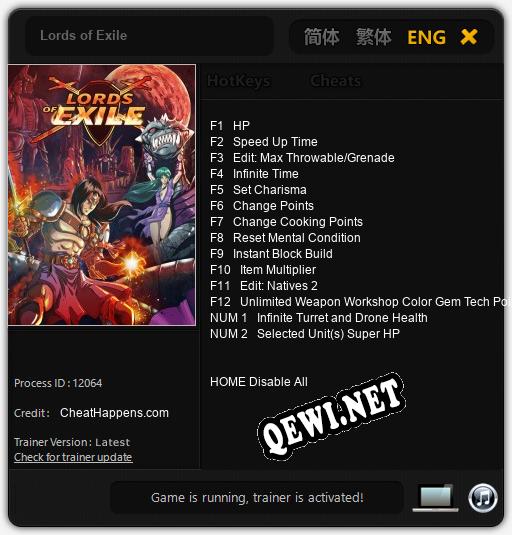 Lords of Exile: Читы, Трейнер +14 [CheatHappens.com]