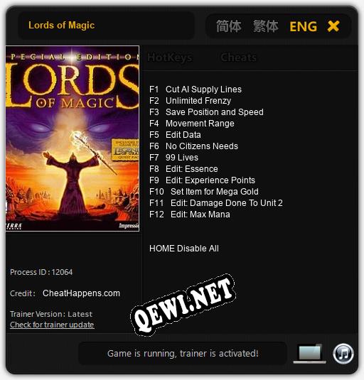 Трейнер для Lords of Magic [v1.0.3]