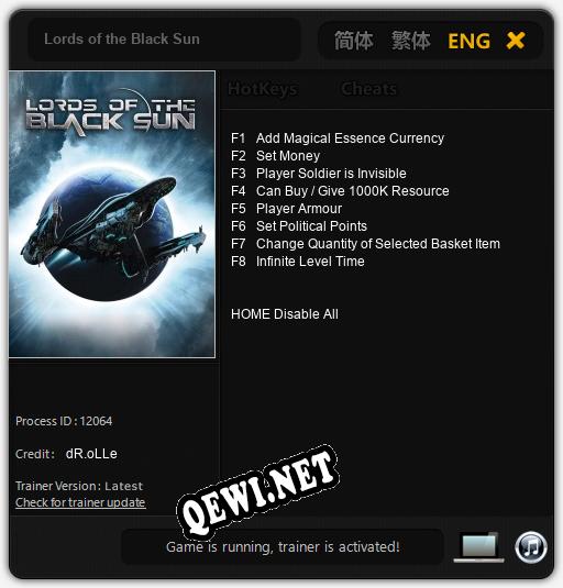 Lords of the Black Sun: ТРЕЙНЕР И ЧИТЫ (V1.0.15)