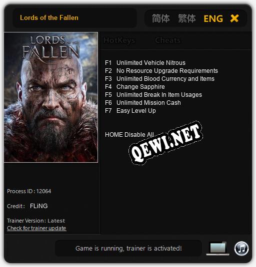 Lords of the Fallen: Читы, Трейнер +7 [FLiNG]