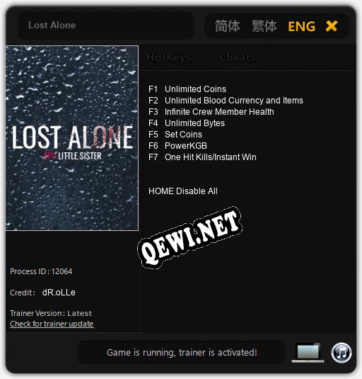 Lost Alone: ТРЕЙНЕР И ЧИТЫ (V1.0.50)