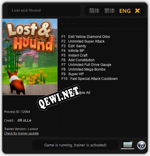 Lost and Hound: ТРЕЙНЕР И ЧИТЫ (V1.0.14)
