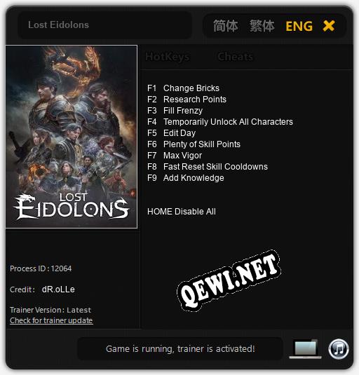 Lost Eidolons: ТРЕЙНЕР И ЧИТЫ (V1.0.45)