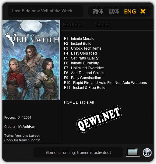 Lost Eidolons: Veil of the Witch: Трейнер +11 [v1.7]