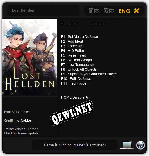 Трейнер для Lost Hellden [v1.0.5]