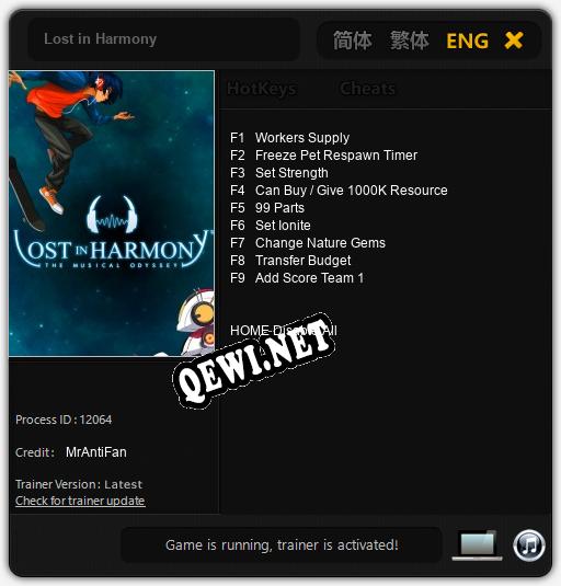 Lost in Harmony: ТРЕЙНЕР И ЧИТЫ (V1.0.47)