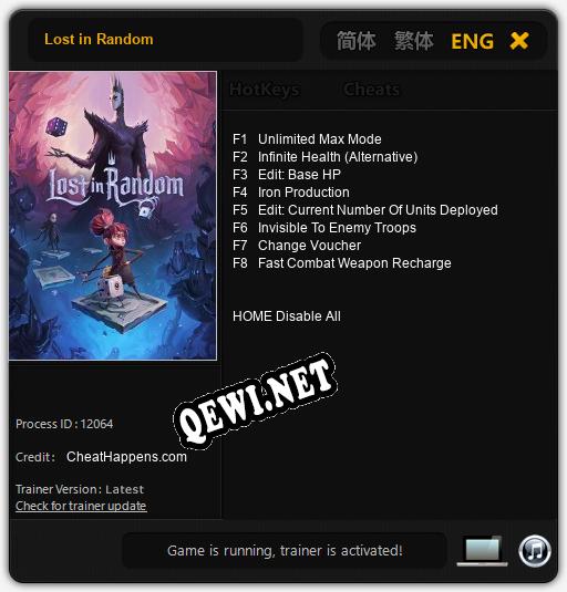 Lost in Random: Трейнер +8 [v1.5]