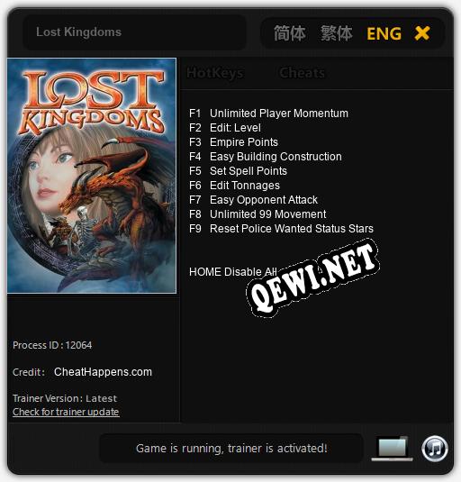 Lost Kingdoms: Трейнер +9 [v1.4]