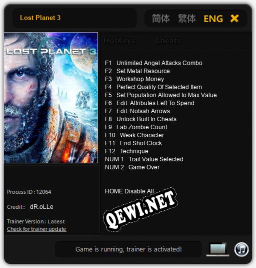 Lost Planet 3: Читы, Трейнер +14 [dR.oLLe]