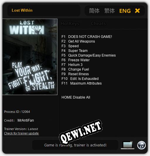 Трейнер для Lost Within [v1.0.2]