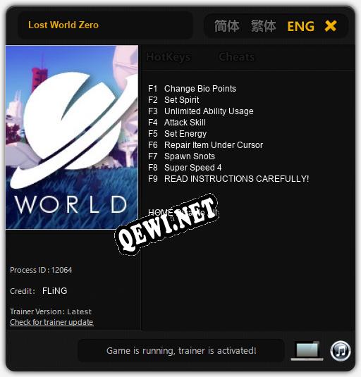 Lost World Zero: Читы, Трейнер +9 [FLiNG]