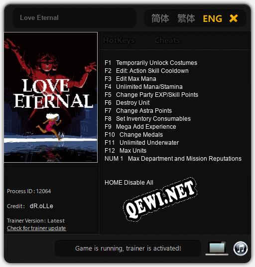 Love Eternal: ТРЕЙНЕР И ЧИТЫ (V1.0.82)