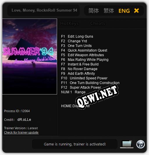 Трейнер для Love, Money, RocknRoll Summer 94 [v1.0.5]
