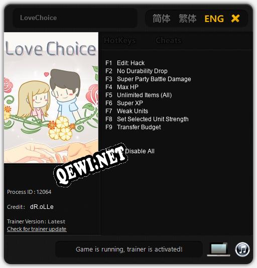 LoveChoice: ТРЕЙНЕР И ЧИТЫ (V1.0.88)
