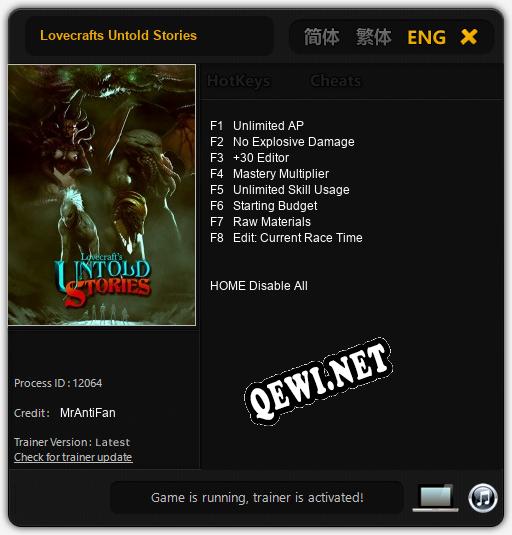 Lovecrafts Untold Stories: Трейнер +8 [v1.7]