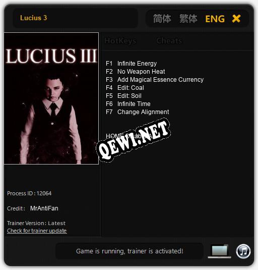 Lucius 3: Трейнер +7 [v1.3]