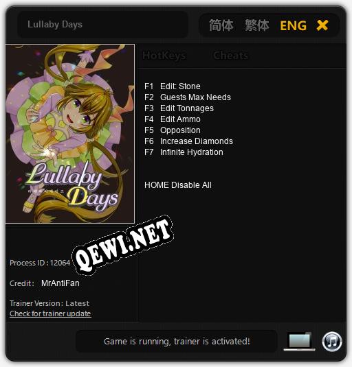 Lullaby Days: Трейнер +7 [v1.5]