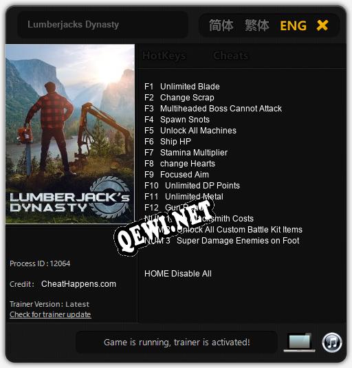 Трейнер для Lumberjacks Dynasty [v1.0.8]