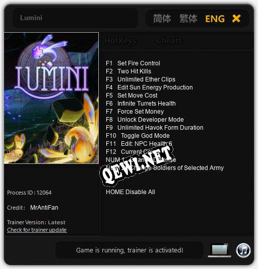 Трейнер для Lumini [v1.0.6]