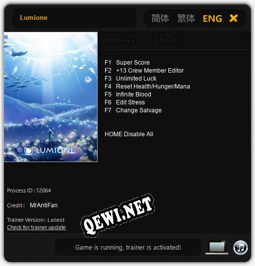Трейнер для Lumione [v1.0.7]