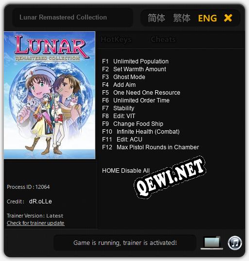 Lunar Remastered Collection: ТРЕЙНЕР И ЧИТЫ (V1.0.61)