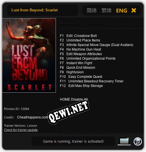 Lust from Beyond: Scarlet: Трейнер +12 [v1.8]