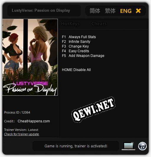 Трейнер для LustyVerse: Passion on Display [v1.0.7]