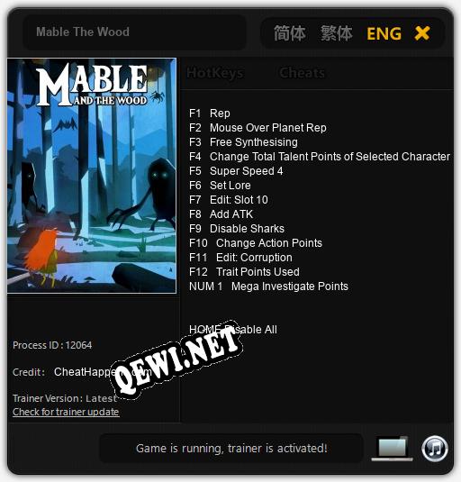 Трейнер для Mable The Wood [v1.0.3]