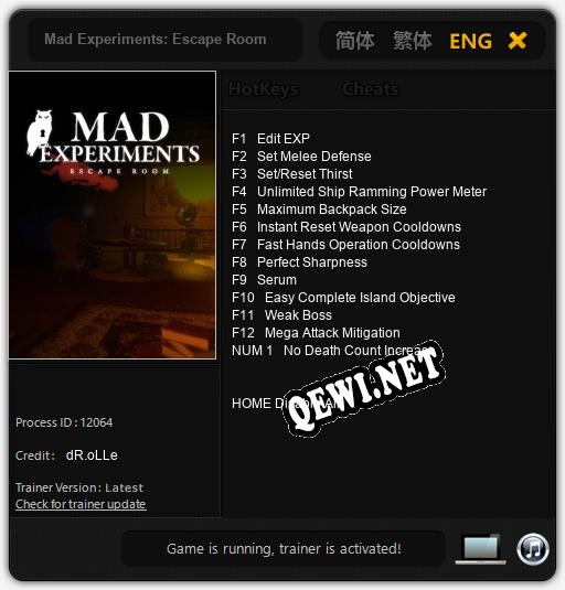 Mad Experiments: Escape Room: Читы, Трейнер +13 [dR.oLLe]