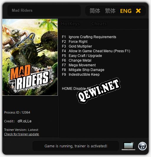 Mad Riders: Трейнер +9 [v1.2]