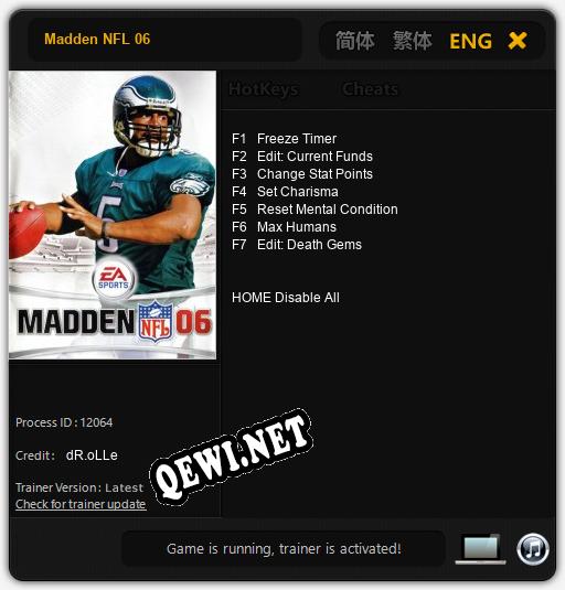 Трейнер для Madden NFL 06 [v1.0.5]