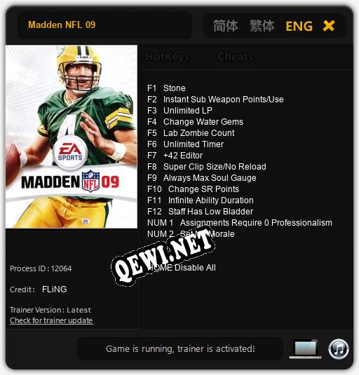 Madden NFL 09: Читы, Трейнер +14 [FLiNG]