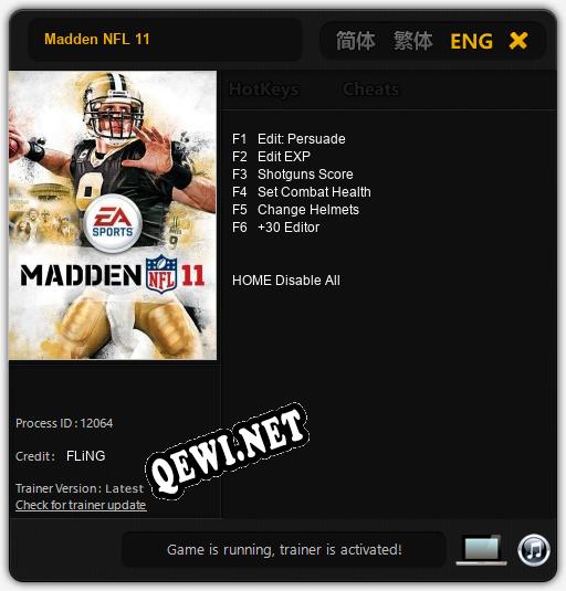 Madden NFL 11: Трейнер +6 [v1.2]