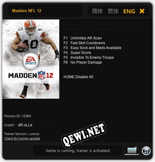 Madden NFL 12: Читы, Трейнер +6 [dR.oLLe]