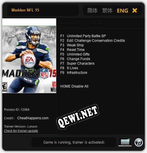 Madden NFL 15: Трейнер +9 [v1.8]