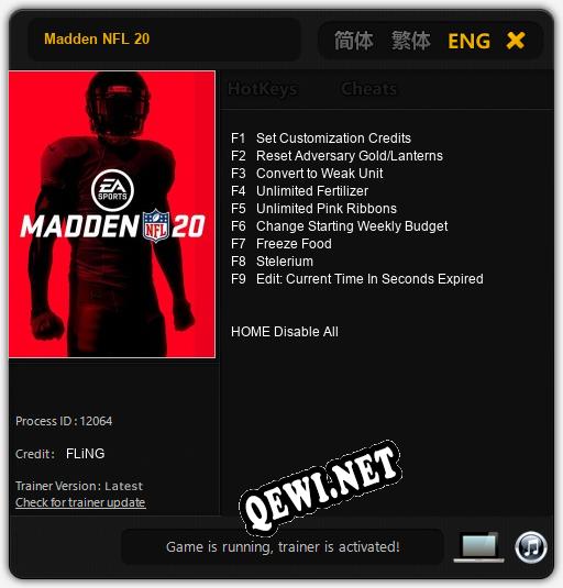 Трейнер для Madden NFL 20 [v1.0.3]