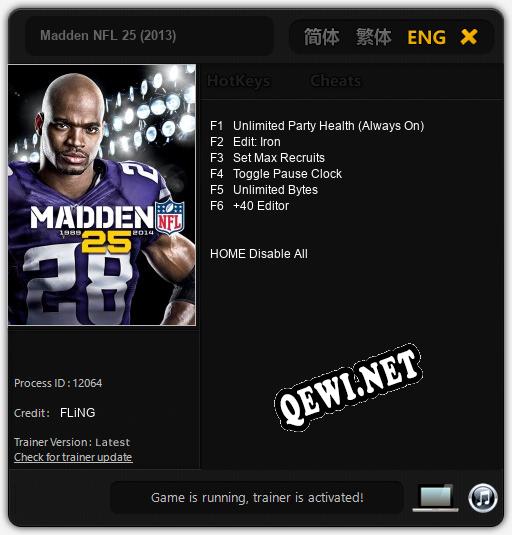 Madden NFL 25 (2013): ТРЕЙНЕР И ЧИТЫ (V1.0.42)