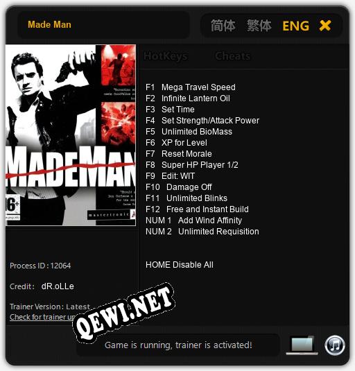 Трейнер для Made Man [v1.0.2]