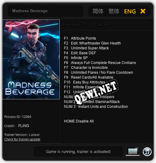 Трейнер для Madness Beverage [v1.0.6]