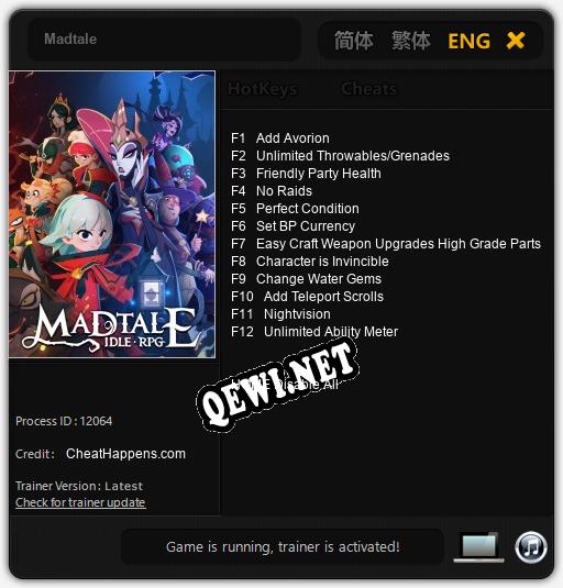 Трейнер для Madtale [v1.0.6]