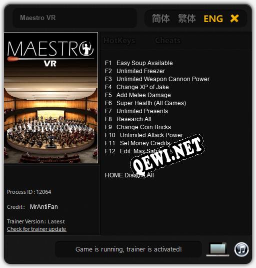Трейнер для Maestro VR [v1.0.1]