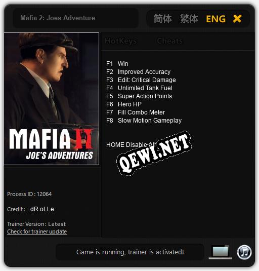 Mafia 2: Joes Adventure: Читы, Трейнер +8 [dR.oLLe]