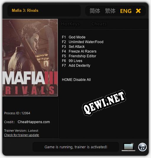 Mafia 3: Rivals: ТРЕЙНЕР И ЧИТЫ (V1.0.42)