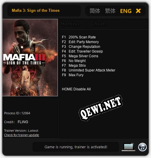 Mafia 3: Sign of the Times: Читы, Трейнер +9 [FLiNG]