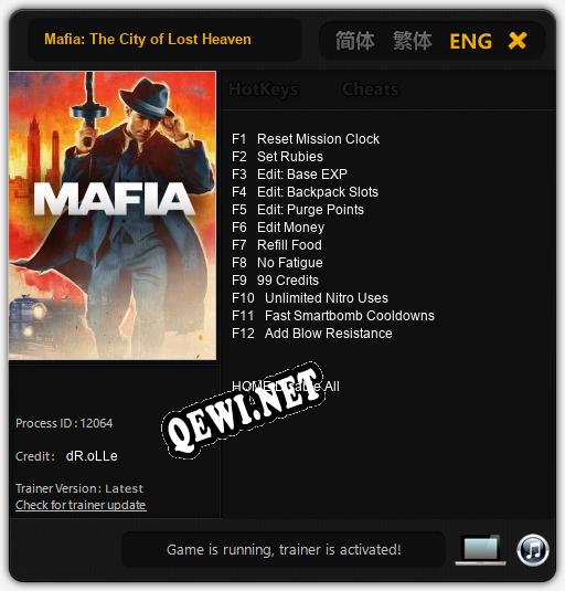 Трейнер для Mafia: The City of Lost Heaven [v1.0.5]