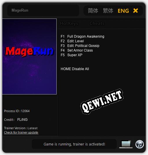 Трейнер для MageRun [v1.0.7]
