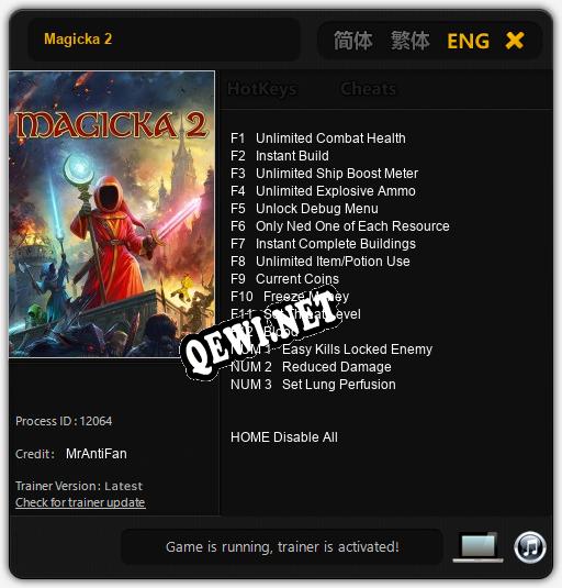 Magicka 2: Трейнер +15 [v1.8]