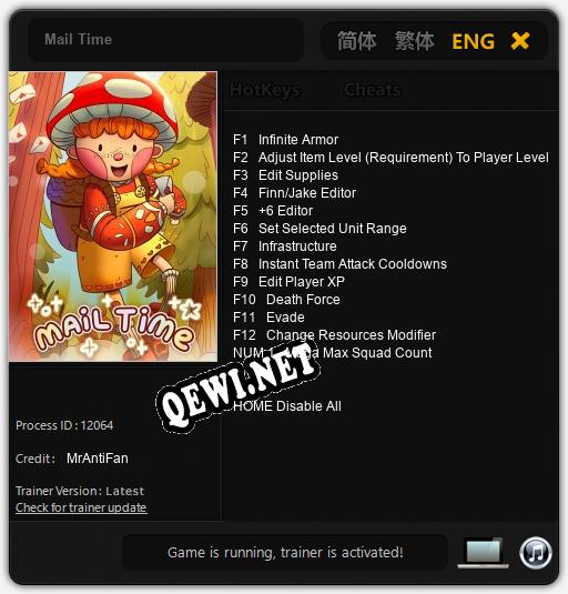Трейнер для Mail Time [v1.0.8]